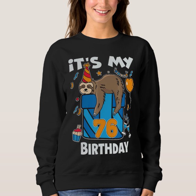 Camiseta Sloth Birthday Ele E Seus Homens E Mulheres De 76  (Frente)
