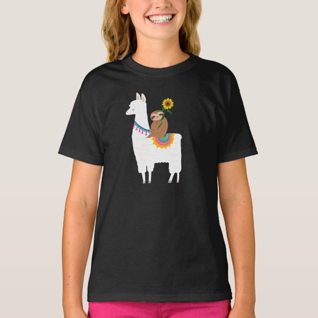 Camiseta Sloth cavalgando um Llama (Frente)