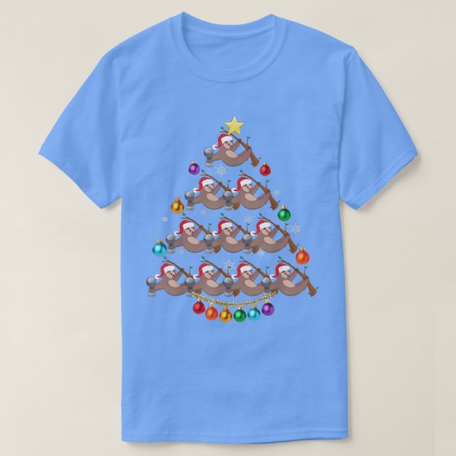 Camiseta Sloth Christmas Tree Lights Funny Sloth Xmas  (Frente do Design)