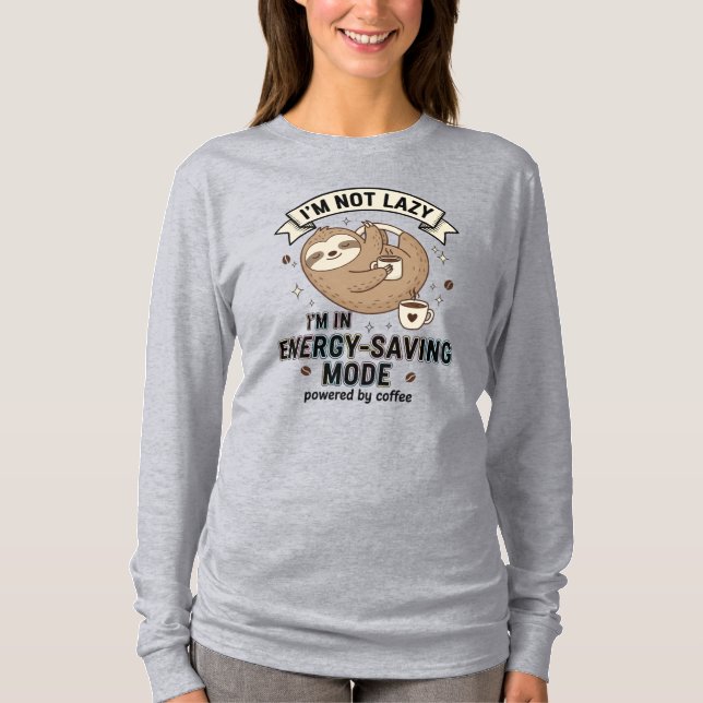 Camiseta Sloth Coffee Energy Saving Mode Long Sleeve Tee (Frente)