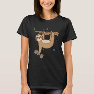 Camiseta Sloth com Dumbbell fazendo Malhação preguiçosa
