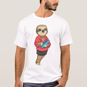 Camiseta Sloth como Secretário com Notepad