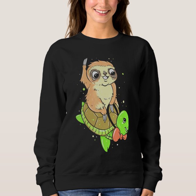 Camiseta Sloth Dirigindo Uma Tartaruga Lenta Turtle Clássic (Frente)