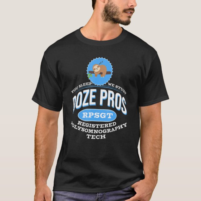 Camiseta Sloth Doze Pros Polysomnographics Tech R Registrad (Frente)