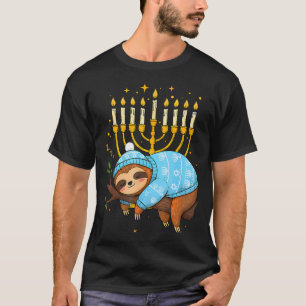 Camiseta Sloth engraçado de Hanukkah judeu Chanukah dormind