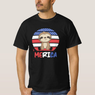 Camiseta Sloth Funny Sloth 4 De Julho Americano