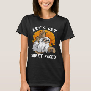 Camiseta Sloth Ghost Vamos Ficar com Folha Diante do Hallow