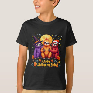 Camiseta Sloth Happy Hallothanksmas Dia das Bruxas