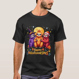 Camiseta Sloth Happy Hallothanksmas Dia das Bruxas
