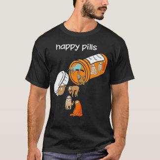Camiseta Sloth Happy Pills Medicina Garrafa Engraçada Lama 