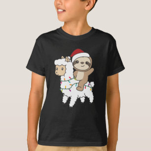 Camiseta Sloth Lama Natal Snow Animais De Inverno