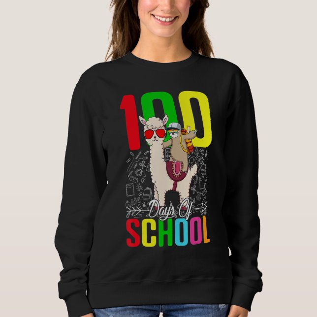 Camiseta Sloth Llama 100 Day Of School For Teacher Student  (Frente)