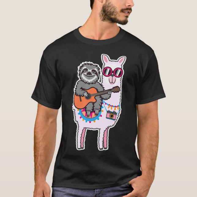 Camiseta Sloth Llama Sticker (Frente)