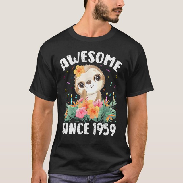 Camiseta Sloth Lover, 63 anos, incrível desde 1959 63th B (Frente)
