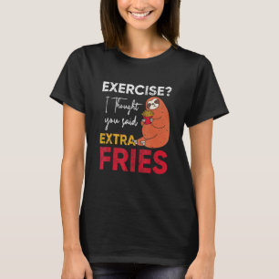 Camiseta Sloth Loves Fries Cheat Day Gym Extra Fries