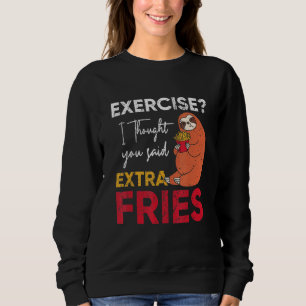 Camiseta Sloth Loves Fries Cheat Day Gym Extra Fries