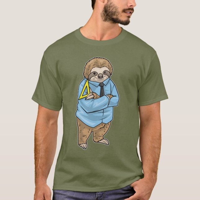 Camiseta Sloth Math Teacher Set quadrado (Frente)