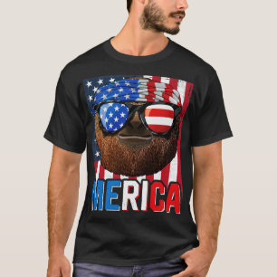 Camiseta Sloth Merica 4 de julho Preguiçosa Patente Animal 