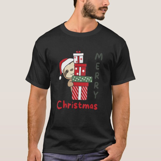 Camiseta Sloth Merry Christmas Winter Sloths Christmas (Frente)
