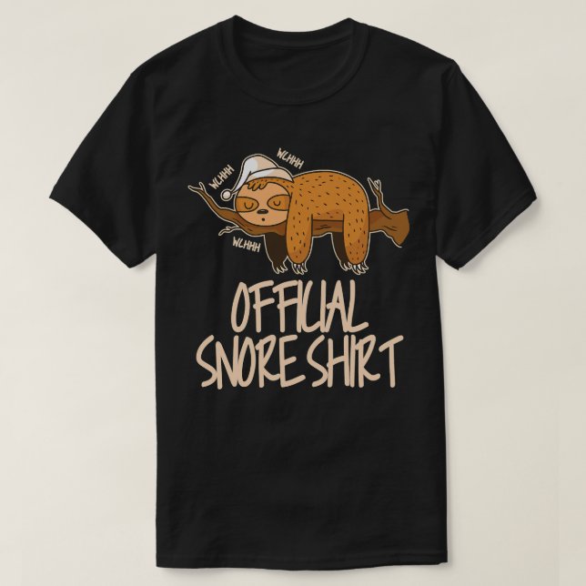 Camiseta Sloth Oficial ronco pijamas preguiça sono roncando (Frente do Design)