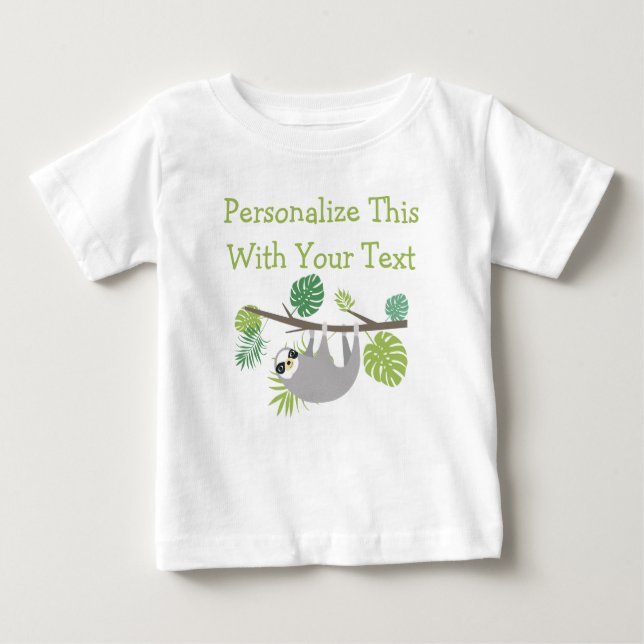 Camiseta Sloth Personalizada de Divertimento de Texto (Frente)