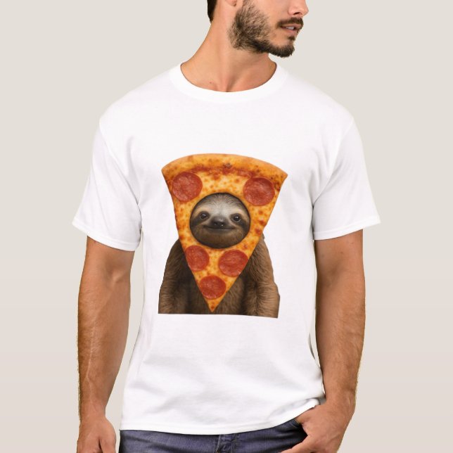 Camiseta Sloth pizza funny weird prank meme cute happy chri (Frente)