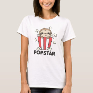 Camiseta Sloth Popcorn Pop Star Poppin Funny Sloth