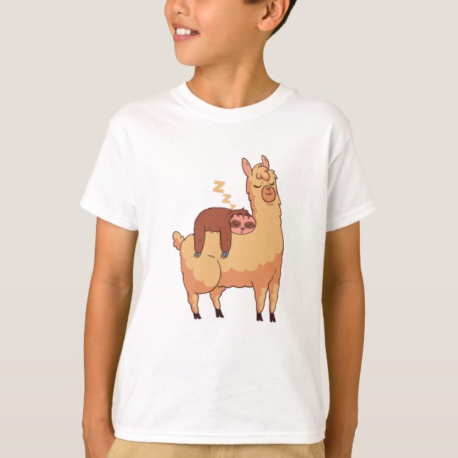 Camiseta Sloth Riding Lama (Frente)