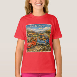 Camiseta Sloth Road Rage – Rockwell‑Inspired Watercolor Car