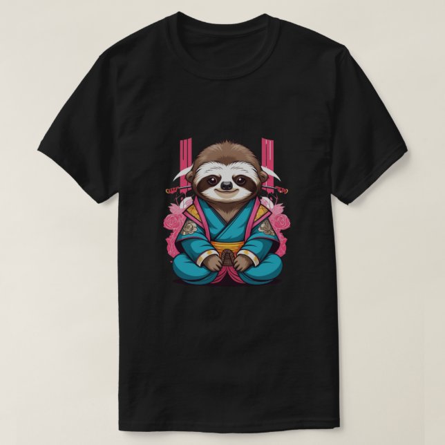 Camiseta Sloth Samurai Legal e Quirky Animal Design (Frente do Design)