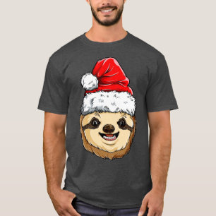 Camiseta Sloth Santa Christmas Kids Boys Girls Xmas Gifts