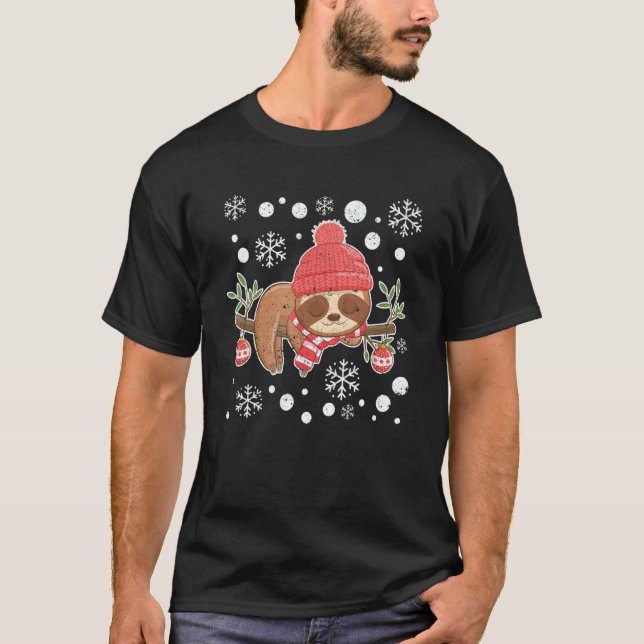 Camiseta Sloth Santa Claus Animal  XMas PJs Christmas Pajam (Frente)