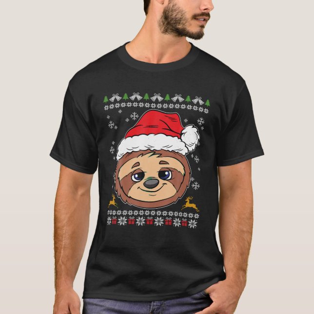 Camiseta Sloth Santa Hat Fez Natal Feio - Pajama - Bichinho (Frente)