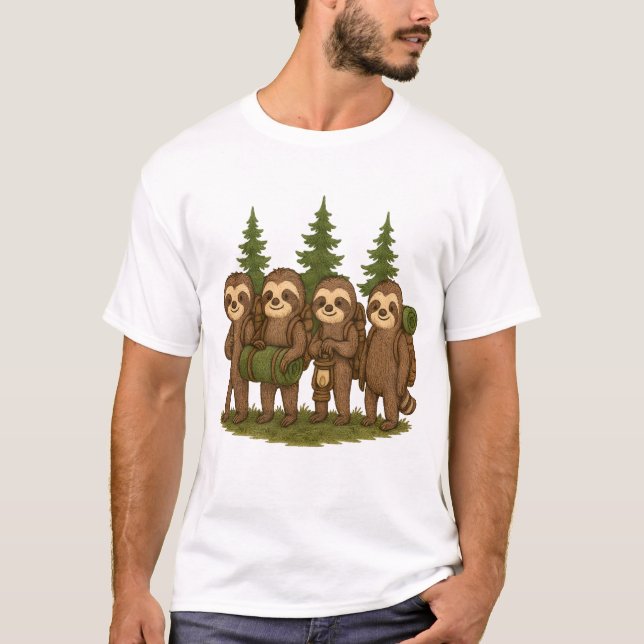 Camiseta Sloth Team Sloth Hiking Camping (Frente)
