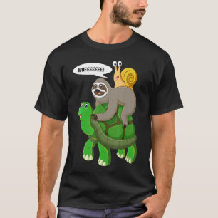 Camiseta Sloth Turtle Snail Piggyback Animal Correndo Selva