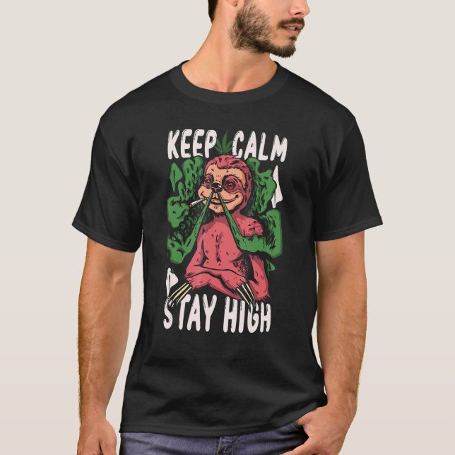 Camiseta Sloth & Weeds Fumantes De Erva Animal (Frente)