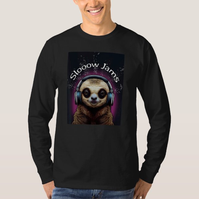 Camiseta Sloth with Headphones  Slooow Jams slow jams Music (Frente)