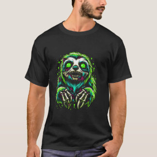 Camiseta Sloth Zombie Vibrant Halloween Graphic Horror Comi