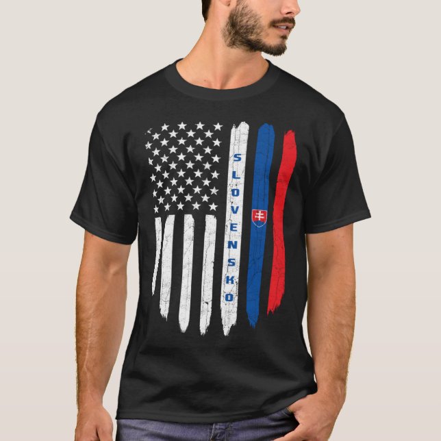 Camiseta Slovak American Flag Slovakia Root Dad (Frente)