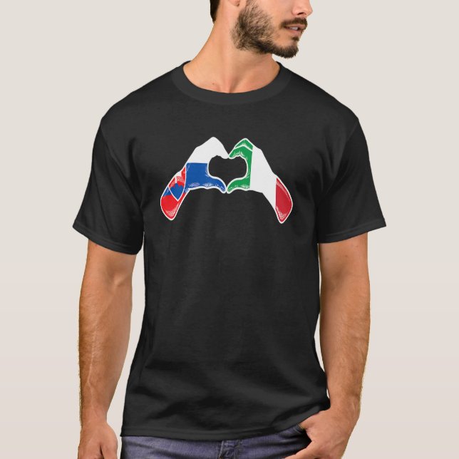 Camiseta Slovakia Italy Flag  Slovakian Italian Heart (Frente)
