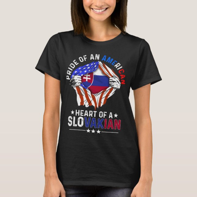 Camiseta Slovakian American Foreign Slovakia Flag (Frente)