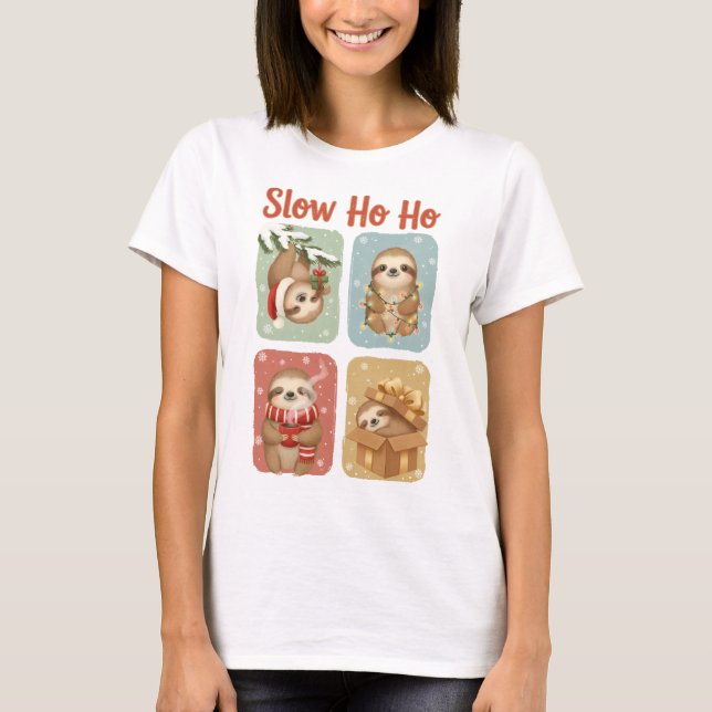 Camiseta Slow Ho Ho Funny Sloth Design (Frente)