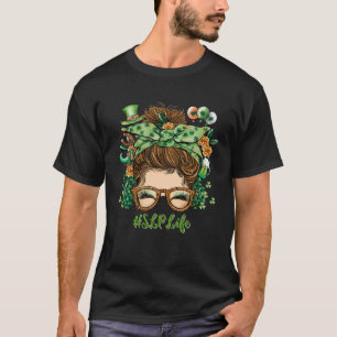 Camiseta Slp Life One Lucky Teacher Messy Bun
