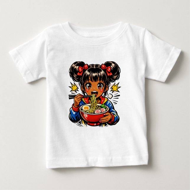 Camiseta Slurp Nom Anime Girl Ramen Noodles (Frente)