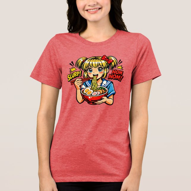 Camiseta Slurp Nom Anime Girl Ramen Noodles (Frente)