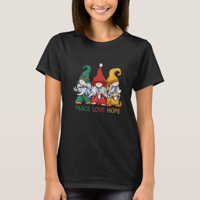 Camiseta Small gnomes in green red and yellow peas love and (Frente)