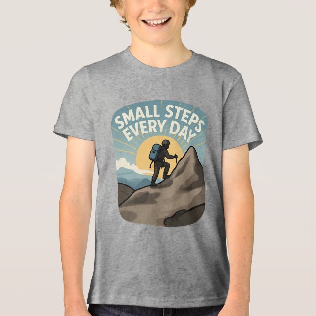 Camiseta Small Steps Every Day Hiking Mountain Adventure (Frente)