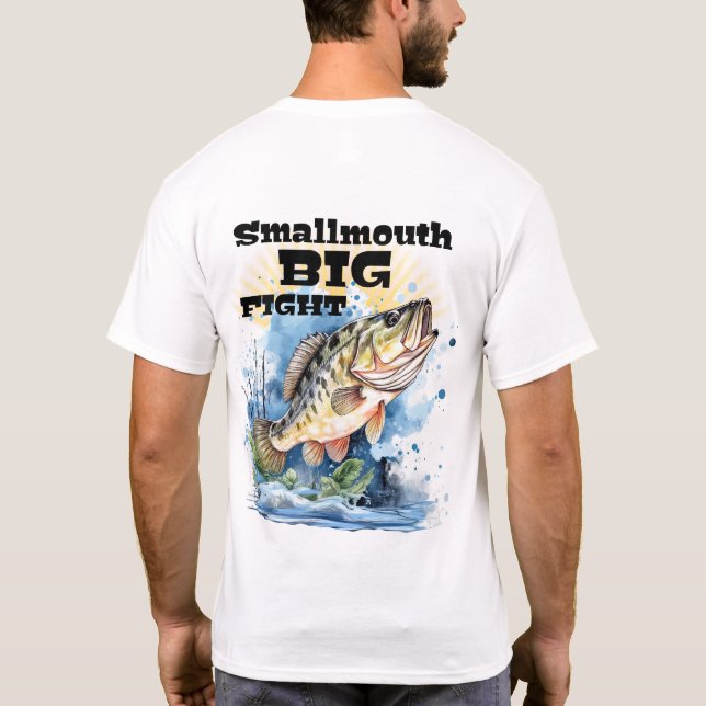 Camiseta Smallmouth Bass Grande Luta Personaliza NOME À Pes (Verso)