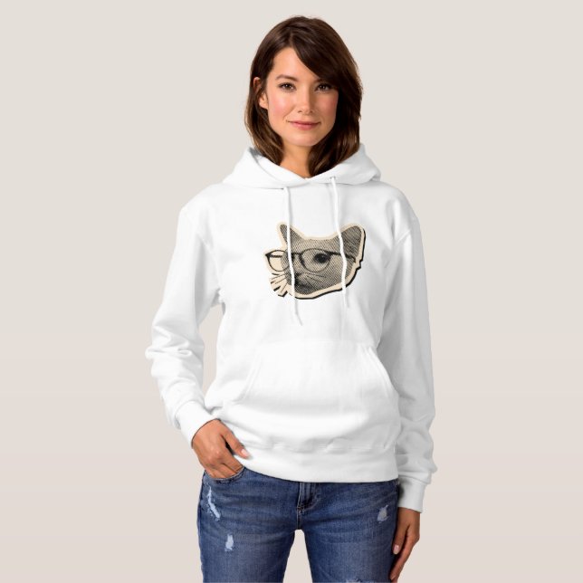 Camiseta Smart Cat Design with Glasses  (Frente Completa)