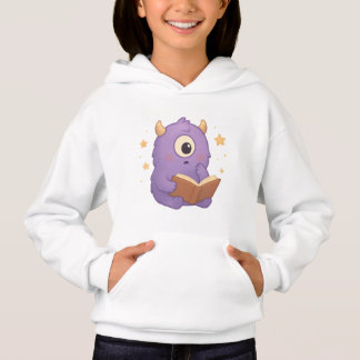Camiseta Smart Reading Monster Kids Hoodie — Purple Book
